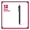 Quick Dry Gel Pen, Retractable, Fine 0.5 Mm, Black Ink, Black Barrel, Dozen