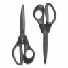 Non-Stick Titanium-Coated Scissors, 8" Long, 3.86" Cut Length, Straight Black/Gray Handle, Charcoal Black Blades, 2/Pack