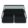 Three Compartment Stackable Wire Mesh Desk Organizer, 8.46 X 4.92 X 4.33, Black