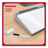 Glass Desktop Dry Erase Board, 18.1" x 5.9", White Surface, Aluminum Frame