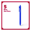 Quick Dry Gel Pen, Retractable, Fine 0.5 Mm, Blue Ink, Blue Barrel, 5/Pack
