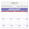 Monthly Wall Calendar, 15 x 12, White/Red/Blue Sheets, 12-Month (Jan To Dec): 2026
