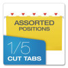 Extra Capacity Reinforced Hanging File Folders With Box Bottom, 2" Capacity, Legal Size, 1/5-Cut Tabs, Yellow, 25/Box