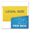 Extra Capacity Reinforced Hanging File Folders With Box Bottom, 2" Capacity, Legal Size, 1/5-Cut Tabs, Yellow, 25/Box