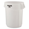 Vented Round Brute Container, 44 Gal, Plastic, White, 4/Carton