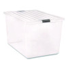 132 Qt. Latch Lid Storage Box, 20.9" x 28.8" x 17.8", Clear/Black