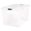 132 Qt. Latch Lid Storage Box, 20.9" x 28.8" x 17.8", Clear/Black