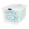 132 Qt. Latch Lid Storage Box, 20.9" x 28.8" x 17.8", Clear/Black