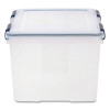 Weathertight Latching Flat Lid Storage Box, 11.5 Gal, 15.7" X 19.7" X 11.7", Clear