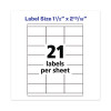 Copier Mailing Labels, Copiers, 1.5 X 2.81, White, 21/Sheet, 100 Sheets/Box