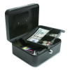 Cash Management Box, 4 Compartments, Key Lock, 7.9" x 6.5" x 3.5", Black