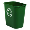 Deskside Plastic Container For Paper Recycling, 7 Gal, Plastic, Green