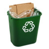 Deskside Plastic Container For Paper Recycling, 7 Gal, Plastic, Green