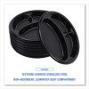Hi-Impact Plastic Dinnerware, 3-Compartment Plate, 10" Dia, Black, 125/Sleeve, 4 Sleeves/Carton