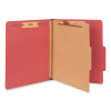Pressboard Classification Folders, 2/5-Cut Tab, Expands 2", 1 Divider, 4 Fasteners, Letter Size, Ruby Red, 10/Box