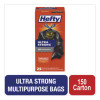 Ultra Flex Waste Bags, Drawstring, 30 Gal, 1.05 Mil, 6" x 2.1", Black, 150/Carton