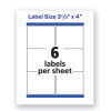 Waterproof Shipping Labels With Trueblock And Sure Feed, Laser Printers, 3.33 X 4, White, 6/Sheet, 50 Sheets/Pack