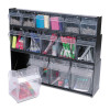 Tilt Bin Interlocking Multi-Bin Storage Organizer, 4 Sections, 23.63" X 6.63" X 8.13", Black/Clear
