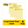 Vertical-Orientation Self-Stick Easel Pads, Presentation Format (1.5" Rule), (30) Yellow 25 x 30 Sheets, 4/Carton