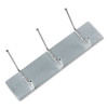 Metal Wall Rack, Three Ball-Tipped Double-Hooks, Metal, 18w x 3.75d x 7h, Satin