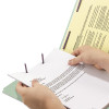 End Tab Pressboard Classification Folders, Straight Tab, Expands 2", 2 Safeshield Fasteners, Legal Size, Gray-Green, 25/Box
