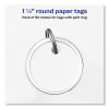 Key Tags With Split Ring, 1.25" Dia, White, 50/Pack