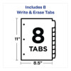 Big Tab Write And Erase Durable Plastic Dividers, 8-Tab, 11 x 8.5, Assorted, 1 Set