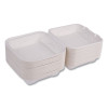 Molded Fiber Hinged Clamshell Containers, 8 x 8 x 3, White, Sugarcane, 200/Carton