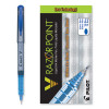 V Razor Point Liquid Ink Porous Point Pen, Stick, Extra-Fine 0.5 Mm, Blue Ink, Gray/Translucent Blue Barrel, Dozen
