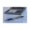 F-301 Ballpoint Pen, Retractable, Fine 0.7 Mm, Blue Ink, Stainless Steel/Blue Barrel