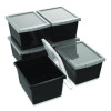 Storage Bin With Lid, 4 Gal, 11.25" x 11.25" x 7.87", Black, 6/Pack
