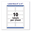 Shipping Labels W/ Trueblock Technology, Laser Printers, 2 X 4, White, 10/Sheet, 100 Sheets/Box