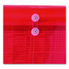 Poly String And Button Interoffice Envelopes, Open-Side (Horizontal), 9.75 x 11.63, Transparent Red, 5/Pack