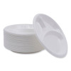 Hi-Impact Plastic Dinnerware, 3-Compartment Plate, 10" Dia, White, 500/Carton