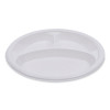 Hi-Impact Plastic Dinnerware, 3-Compartment Plate, 10" Dia, White, 500/Carton