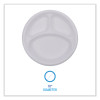 Hi-Impact Plastic Dinnerware, 3-Compartment Plate, 10" Dia, White, 500/Carton