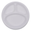 Hi-Impact Plastic Dinnerware, 3-Compartment Plate, 10" Dia, White, 500/Carton