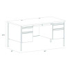 Double Pedestal Steel Desk, 60" x 30" x 29.5", Mahogany/Charcoal, Charcoal Legs