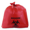 Healthcare Pre-Printed High-Density Can Liners, Biohazard: Infectious Waste, 45 Gal, 16 Mic, 40 x 48, Red, Flat Pack, 250/Ct