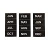 Heavy-Duty Board Magnet Labels, Months Of The Year (January-December), 1" Tall, White Characters, Black Background, 12/Pack