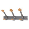 Wooden Coat Hook, Three Wood Peg Wall Rack, Brown/Silver, 45 Lb Capacity
