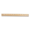 Three-Hole Punched Wood Ruler English And Metric With Metal Edge, 12" Long
