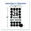 Handwrite Only Self-Adhesive Removable Round Color-Coding Labels, 0.75" Dia, Black, 28/Sheet, 36 Sheets/Pack, (5459)