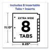 Insertable Big Tab Dividers, 8-Tab, 11.13 x 9.25, White, Clear Tabs, 1 Set