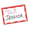 Printable Adhesive Name Badges, 3.38 X 2.33, Red Border, 100/Pack