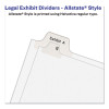 Preprinted Legal Exhibit Side Tab Index Dividers, Allstate Style, 10-Tab, I To X, 11 X 8.5, White, 1 Set