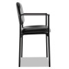 Vl616 Stacking Guest Chair With Arms, Bonded Leather Upholstery, 23.25" x 21" x 32.75", Black Seat, Black Back, Black Base