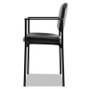 Vl616 Stacking Guest Chair With Arms, Bonded Leather Upholstery, 23.25" x 21" x 32.75", Black Seat, Black Back, Black Base
