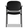 Vl616 Stacking Guest Chair With Arms, Bonded Leather Upholstery, 23.25" x 21" x 32.75", Black Seat, Black Back, Black Base
