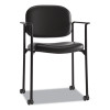 Vl616 Stacking Guest Chair With Arms, Bonded Leather Upholstery, 23.25" x 21" x 32.75", Black Seat, Black Back, Black Base
